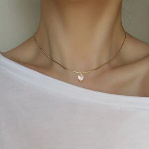 Gold Crystal Heart Pendant Necklace